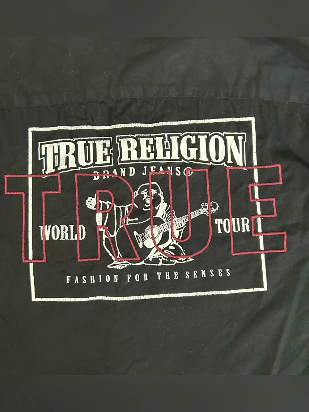 True Religion Black Graphic Button-Up Shirt
